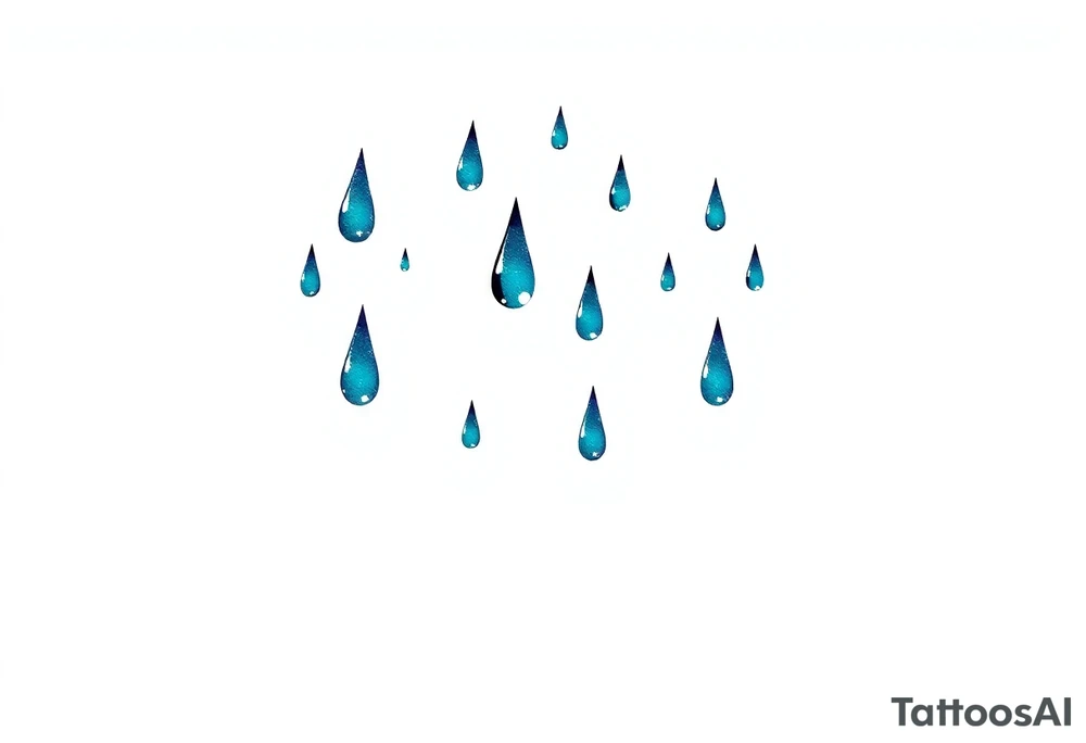 blue rain droplets white background tattoo idea