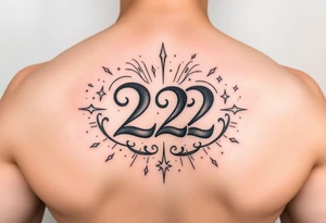 Bold 222 surrounded with love and stardust and vibration tattoo idea