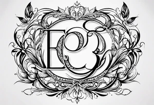 Simple fine line three script letter ‘E’ intertwined tattoo idea