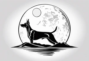 doberman is floating by the moon tattoo idea