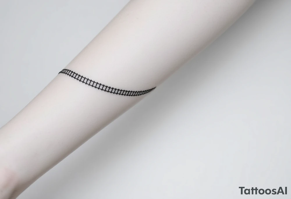 railway tracks around the forearm like a spiral 
chain tattoo idea