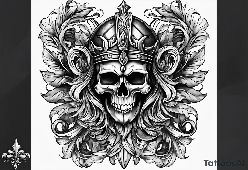 Fleur de lis warrior sleeve tattoo idea