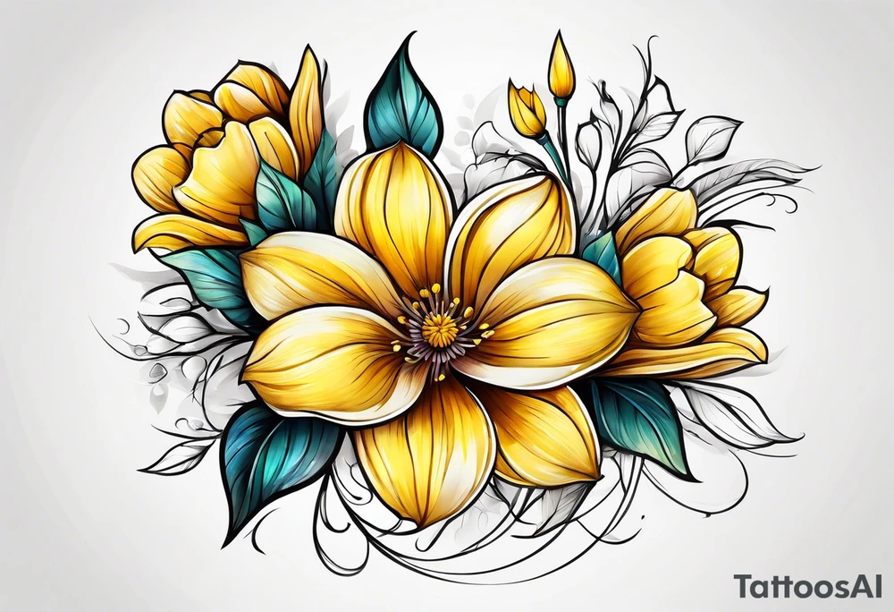 Yellow flower that forms the letter Y tattoo idea