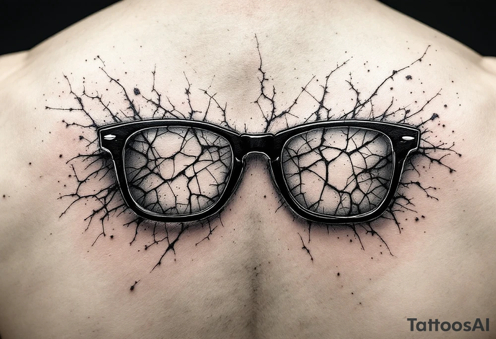 cracked glasses memory of poor eyesight reminder to take care of eyesight, men's tattoo on arm tattoo idea