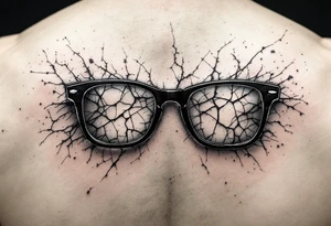 cracked glasses memory of poor eyesight reminder to take care of eyesight, men's tattoo on arm tattoo idea