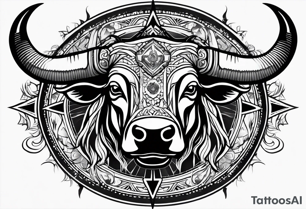 TAURUS BULL COMPASS tattoo idea