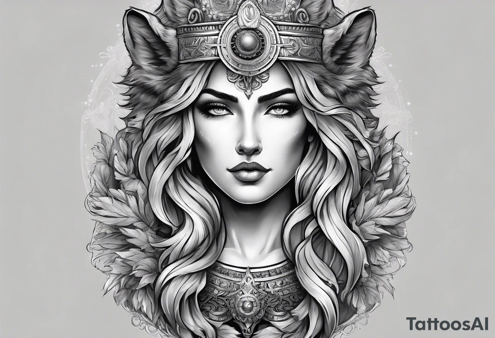 greek god zeus, full sleeve, attractive female face with wolf headress, chemical formula for protein, wolf, full body zeus tattoo idea