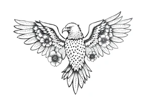 eagle with flowers wings not open tattoo idea