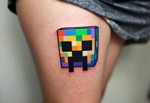 Small Minecraft creeper head block smaller more vibrant colors tattoo idea