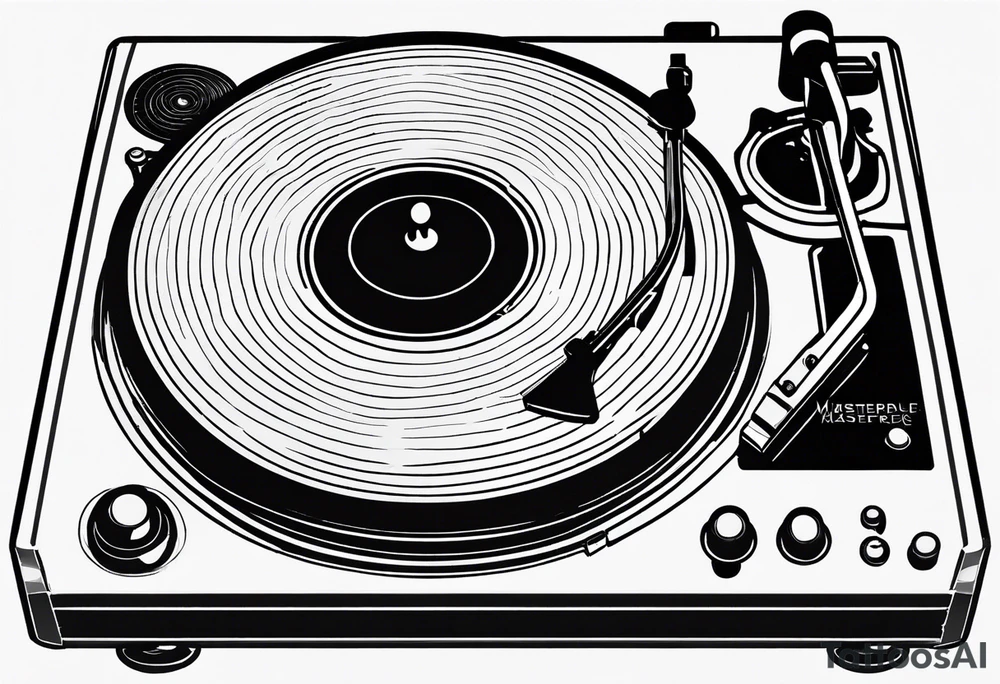 Recordplayer no details in 2D only 5 lines tattoo idea