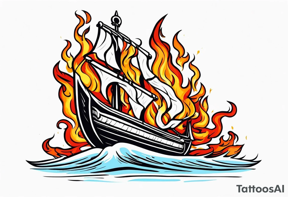 valhalla sword  funeral boat on fire tattoo idea