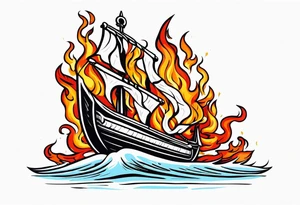 valhalla sword  funeral boat on fire tattoo idea