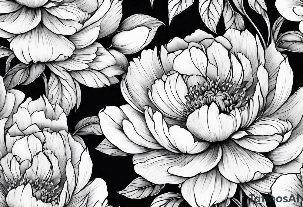 Celestial peonies tattoo idea
