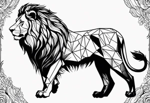 marcus aurelius half faced with geometric forms at the edges tattoo idea