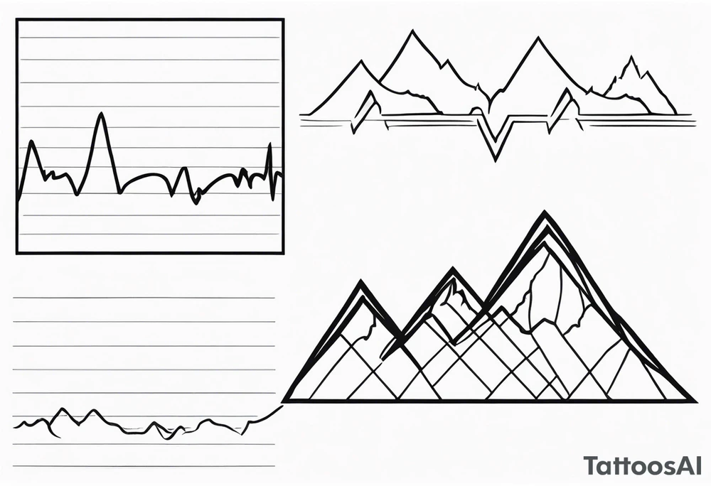 Accurate sinus rhythm ekg tattoo with mountains tattoo idea