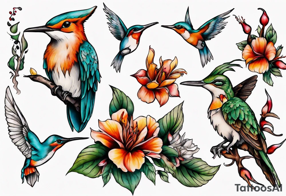 fuchs und kolibri tattoo idea