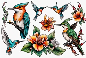 fuchs und kolibri tattoo idea