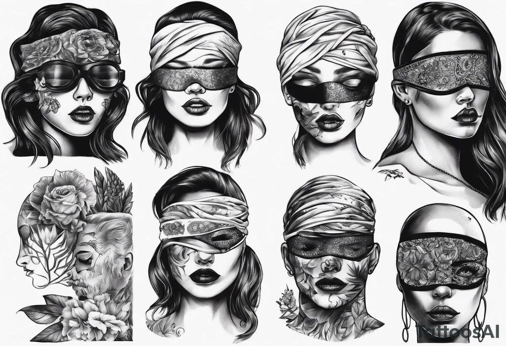woman with blindfold tattoo idea