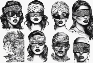woman with blindfold tattoo idea