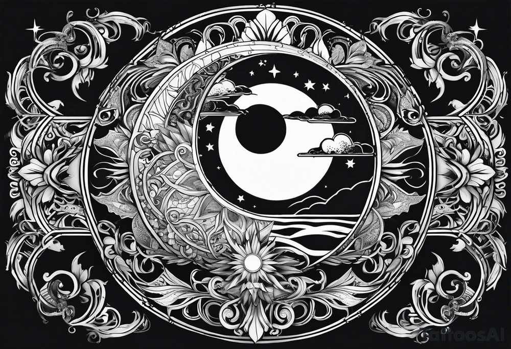 Sun and moon tattoo idea