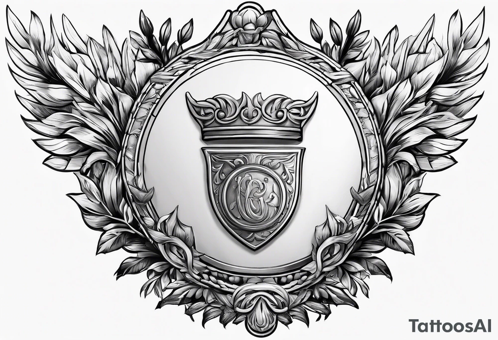 athena shield with a laurel wreath around tattoo idea