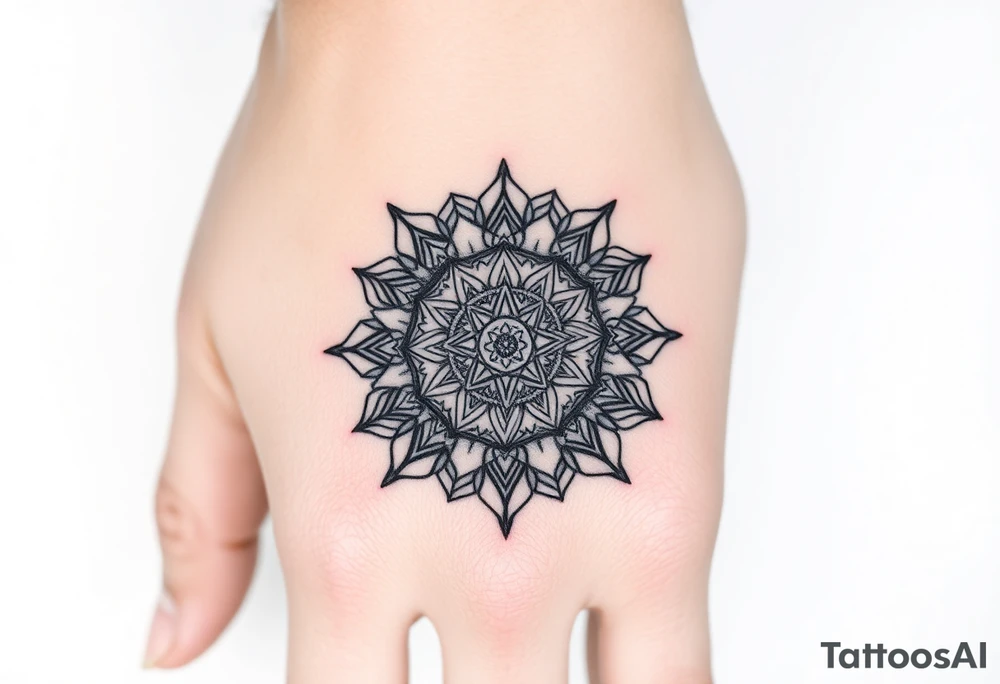 intricate mandala with sacred geometry and cosmic elements tattoo idea
