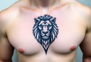 lion on one pec tattoo idea