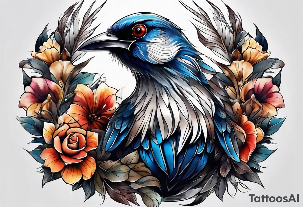 Realistic Menacing bird chest tattoo tattoo idea