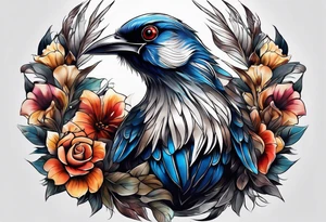 Realistic Menacing bird chest tattoo tattoo idea