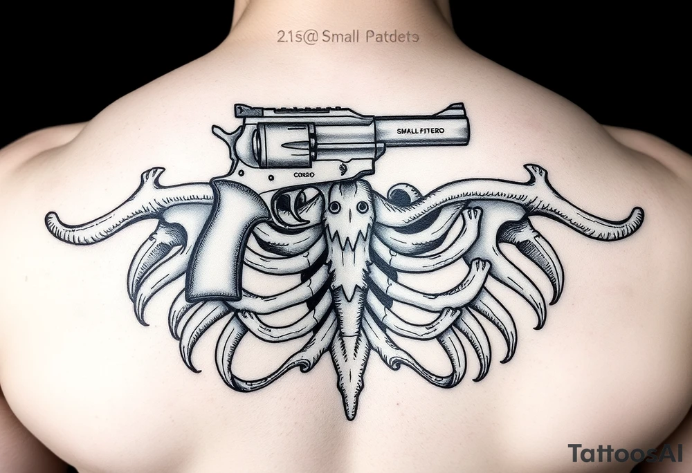 Small pistol Cody 
Small pistol Cordero 
For pelvic bone tattoo idea
