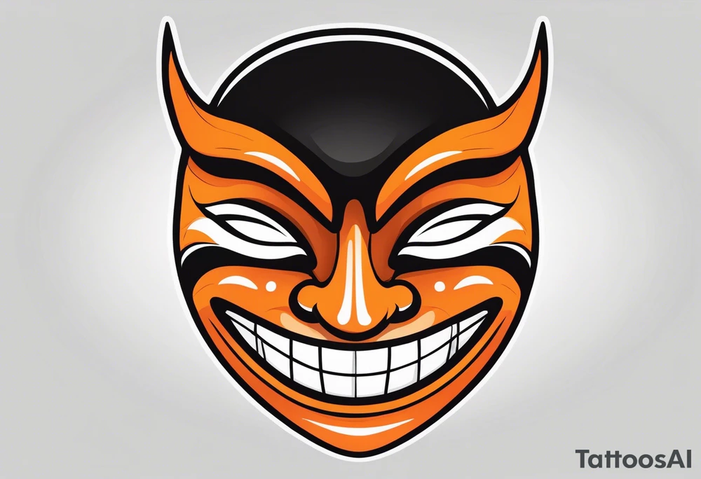 Laughing mask that is orange and black simplistic tattoo idea
