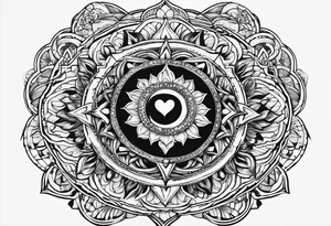Heart chakra with black hole inside tattoo idea