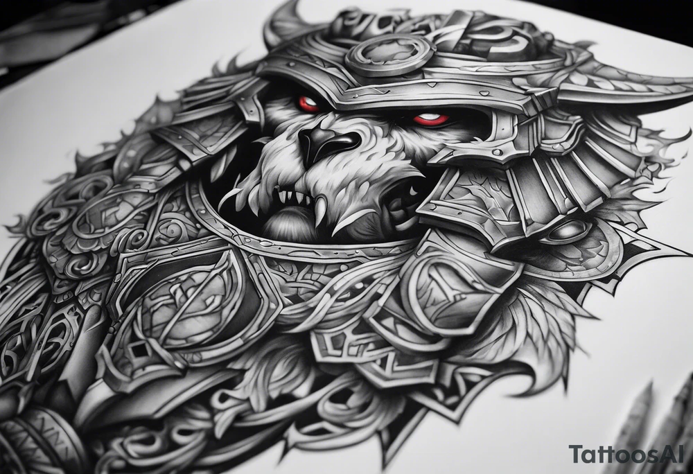 Brutal sleeve tattoo warhammer tattoo idea