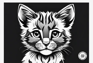 Super cute cartoon wildcat cub tattoo idea