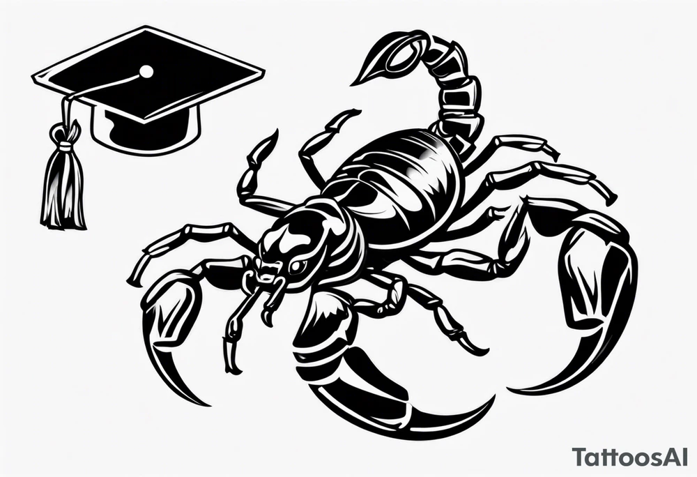 cute scorpion with a graduation cap with 2023 tattoo idea