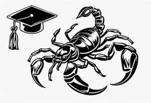 cute scorpion with a graduation cap with 2023 tattoo idea