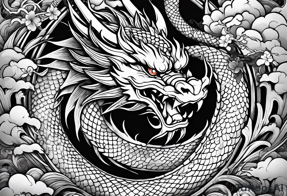 dragon, asian, vietnamese, japense, oni, big, simple tattoo idea