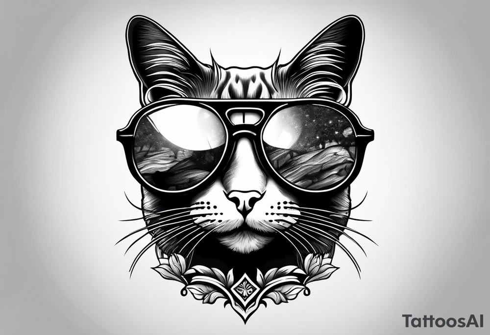 cat sunglasses tattoo idea