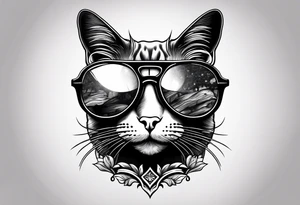 cat sunglasses tattoo idea