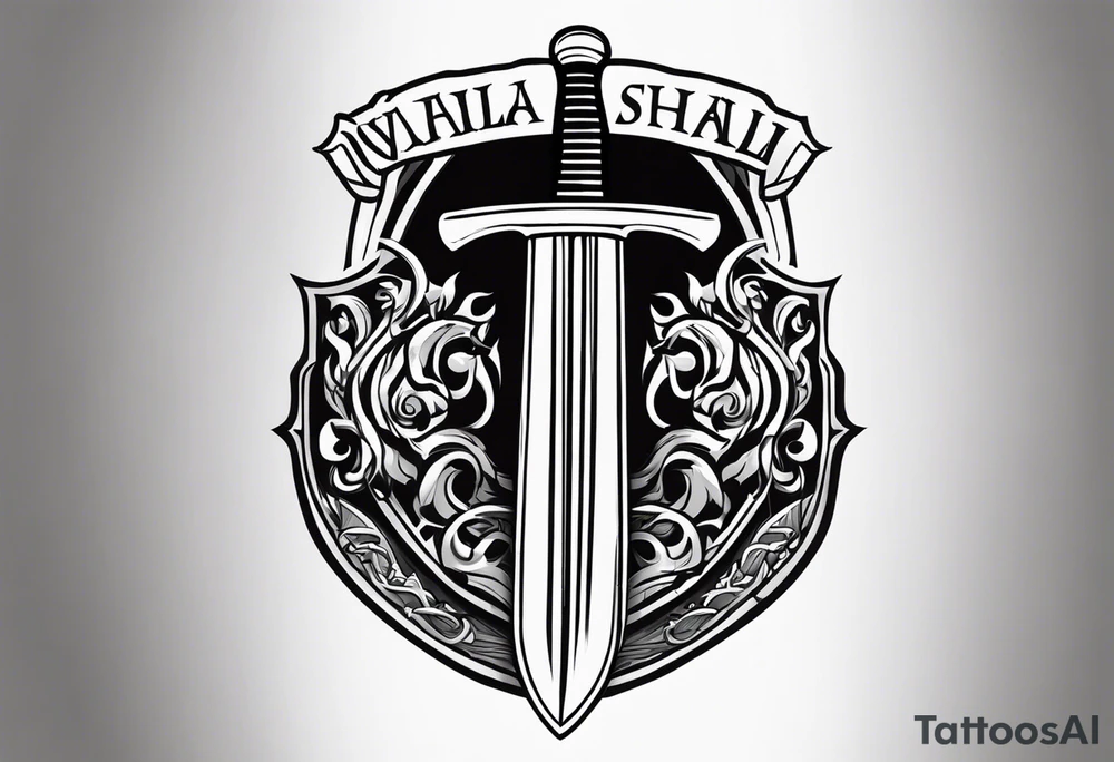 Valhalla fire sword shield warrior tattoo idea