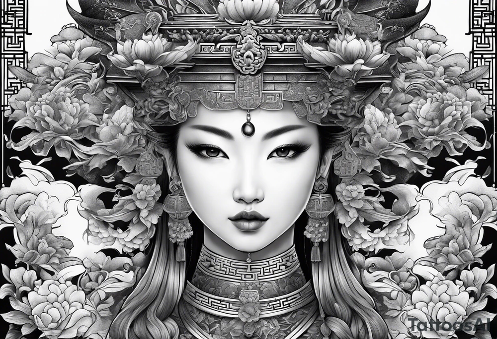Chinese wall, realistic,chinese art, no humans tattoo idea