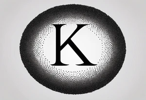Simplistic symbol large delta inside a circle. Circle is made from chain. Shade of a letter K in a background. tattoo idea