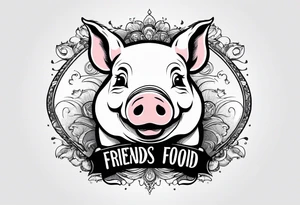 cute pig or piglet.
with text: "friends not food" tattoo idea