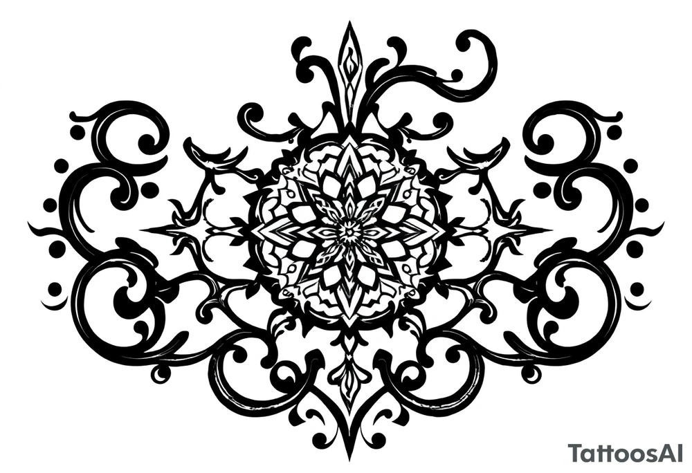 mytical shaman and witch ancient ornament with ancient rhyme tattoo idea