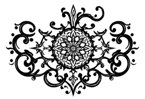 mytical shaman and witch ancient ornament with ancient rhyme tattoo idea