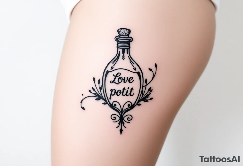 Love potion bottle tattoo idea