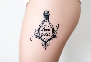 Love potion bottle tattoo idea