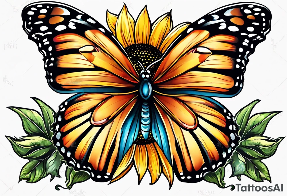 Butterfly and sunflower for mom tattoo idea