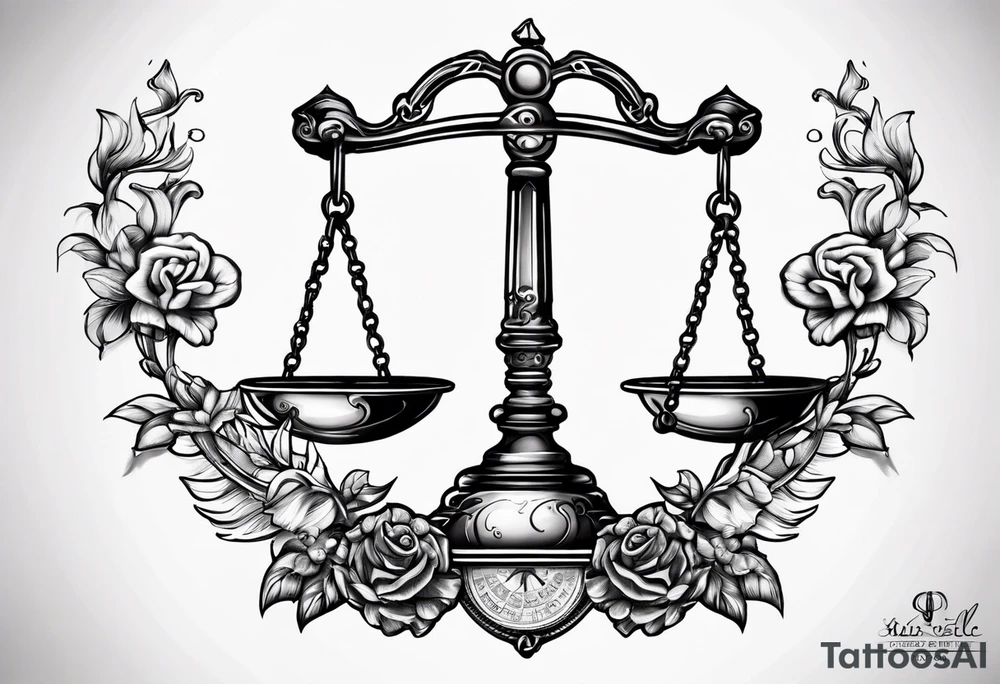 Libra scales combined with Gemini and Taurus signs tattoo idea