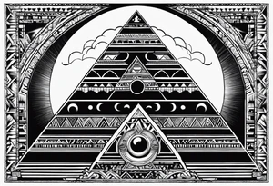 Aztec princess pyramid solar eclipse ollin symbol tattoo idea